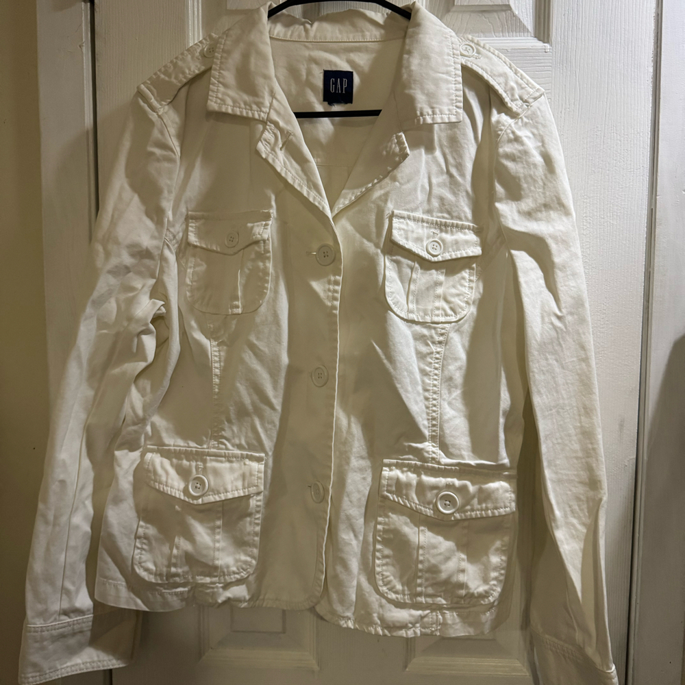Y2K GAP Women’s White Utility Military Jacket Approx. Medium